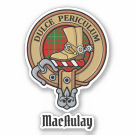 Klan MacAulay-Vapenskölden över Tartan Sticker Klistermärken