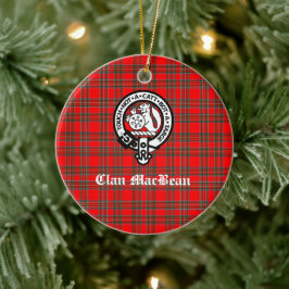Klan MacBean Vapensköld Badge & Tartan Julgransprydnad Keramik