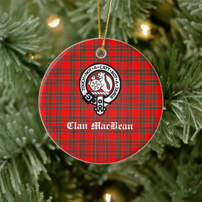 Klan MacBean Vapensköld Badge & Tartan Julgransprydnad Keramik (Träd)