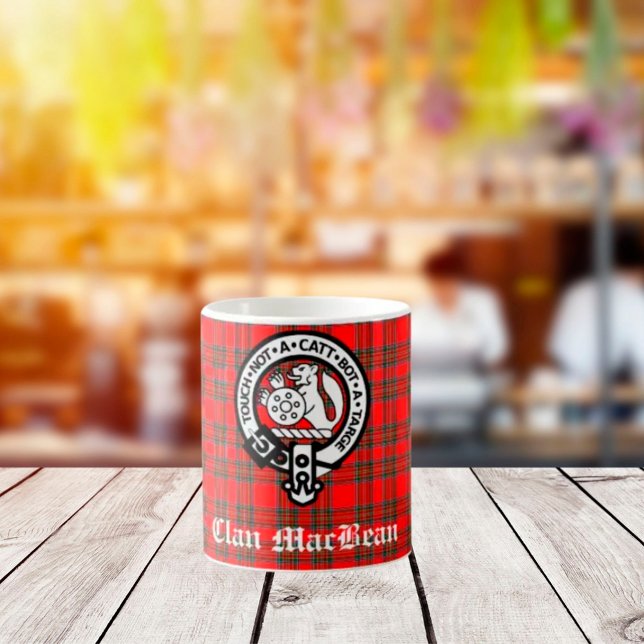 Klan MacBean Vapensköld Badge & Tartan Kaffemugg (Skapare uppladdad)