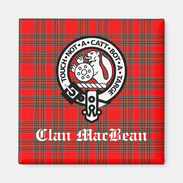 Klan MacBean Vapensköld Badge & Tartan Magnet (Framsidan)