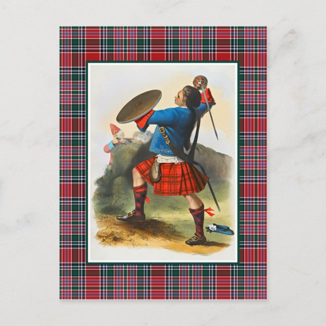 Klan MacBean Vintage Illustration Tartan Ram Vykort (Framsida)