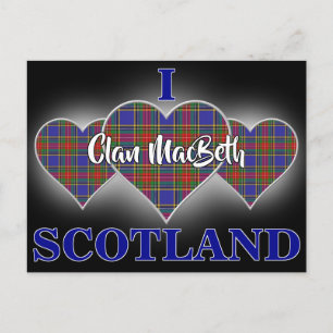 Klan MacBeth I Kärlek Scotland Tartan Heart Vykort