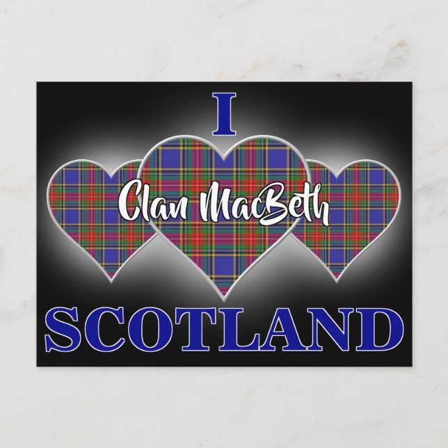 Klan MacBeth I Kärlek Scotland Tartan Heart Vykort (Framsida)