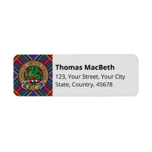 Klan MacBeth Tartan-etikett Returadress Etikett