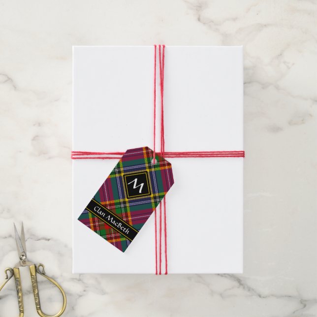 Klan MacBeth Tartan Gift-Märkre Presentetikett (Med Snöre)