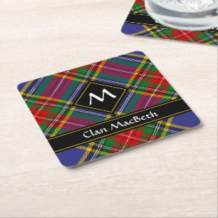 Klan MacBeth Tartan Square Papper Underlägg Kvadrat