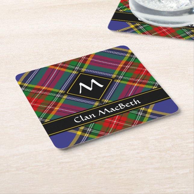 Klan MacBeth Tartan Square Papper Underlägg Kvadrat (Vinklad)