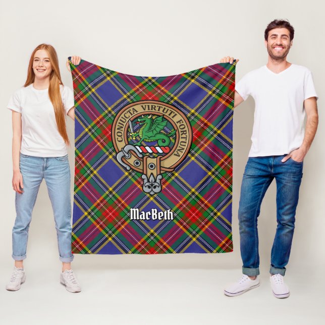 Klan MacBeth-Vapensköld över Tartan Fleecefilt (På plats)