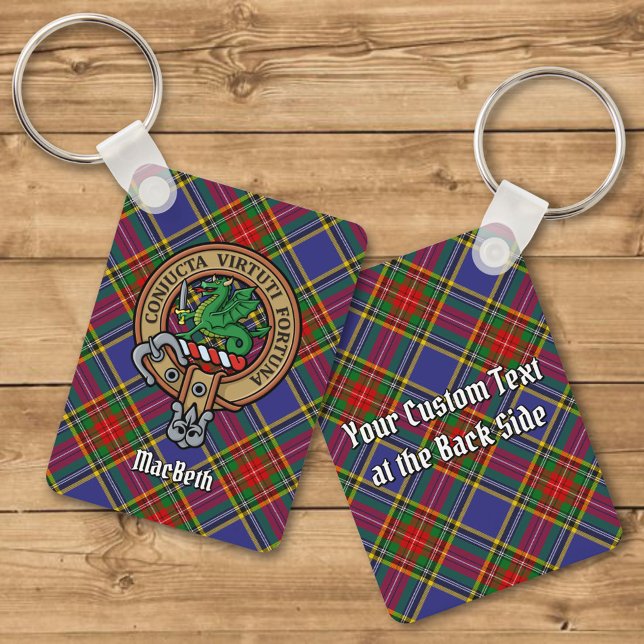 Klan MacBeth-Vapensköld över Tartan Keychain Nyckelring (Skapare uppladdad)