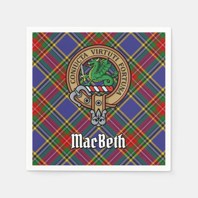 Klan MacBeth-Vapensköld över Tartan Pappersservett (Framsidan)