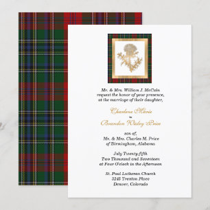 Klan MacClain Thistle Tartan Bröllopsbjudan Inbjudningar