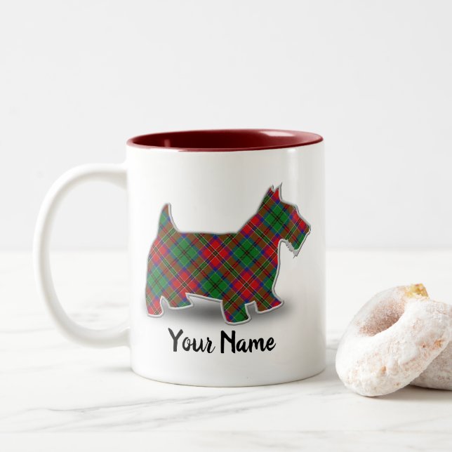 Klan MacCulloch Tartan Scottish Terrier Två-Tonad Mugg (Med munk)