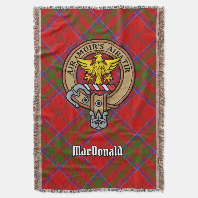 Klan MacDonald av Keppoch-vapen över tartan Filt (Framsidan Vertikal)