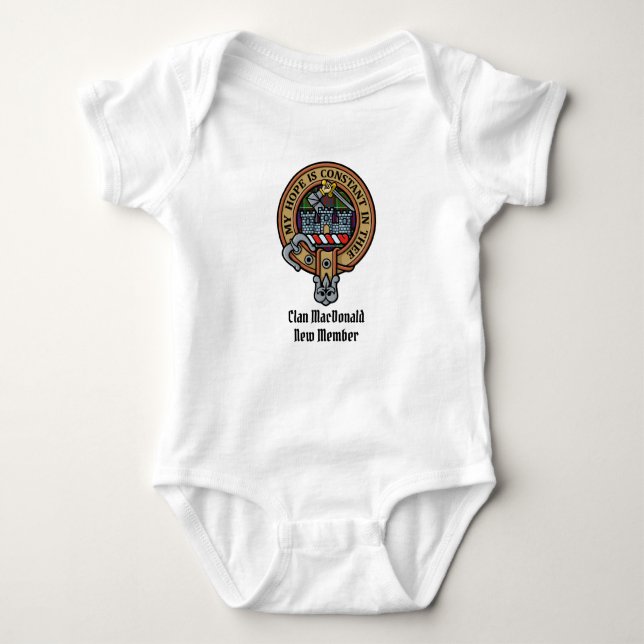 Klan MacDonald of Clanranald Vapensköld Baby Bodyk T Shirt (Framsida)