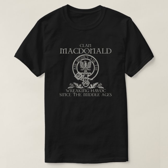 Klan MacDonald of Keppoch Klan vapensköld Scottish T Shirt (Design framsida)