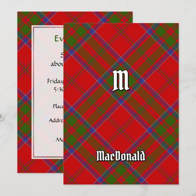 Klan MacDonald of Keppoch Tartan-inbjudan Inbjudningar (Fram/baksida)