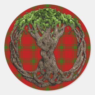 Klan MacDonald of Sleat Tartan and Celtic Träd Runt Klistermärke