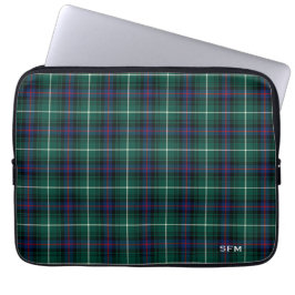 Klan MacDonald Tartan Blue & Grönt Play Monogram Laptop Sleeve