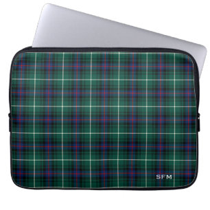 Klan MacDonald Tartan Blue & Grönt Play Monogram Laptop Sleeve