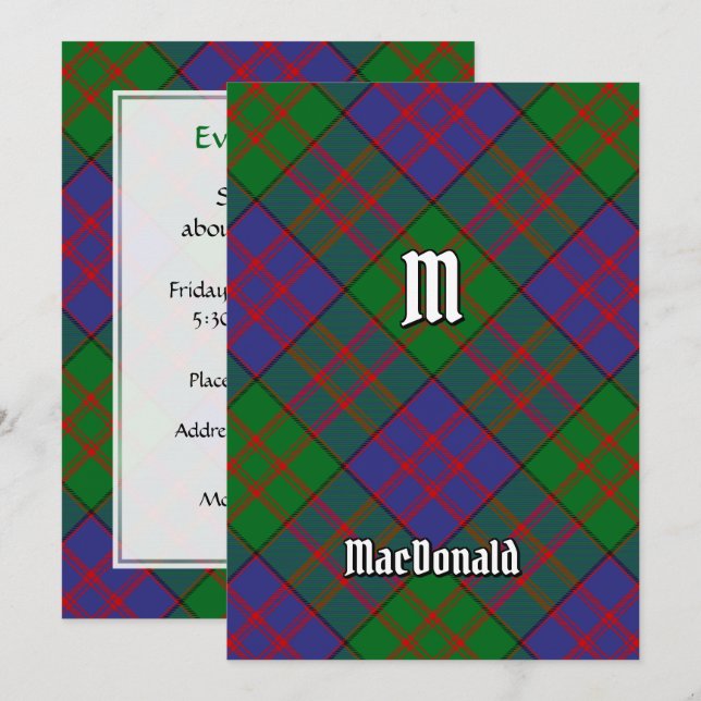 Klan MacDonald Tartan-inbjudan Inbjudningar (Fram/baksida)