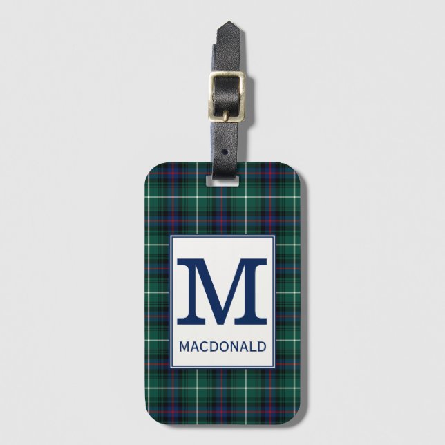 Klan MacDonald Tartan Monogrammed Bagagebricka (Framsida vertikal)