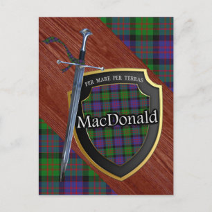Klan MacDonald Tartan Sword & Shield Vykort