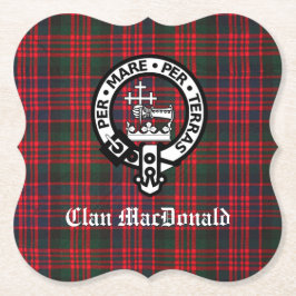 Klan MacDonald Vapensköld & Modern Tartan Underlägg Papper