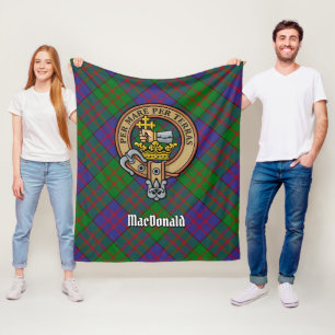 Klan MacDonald Vapensköld över Tartan Fleecefilt