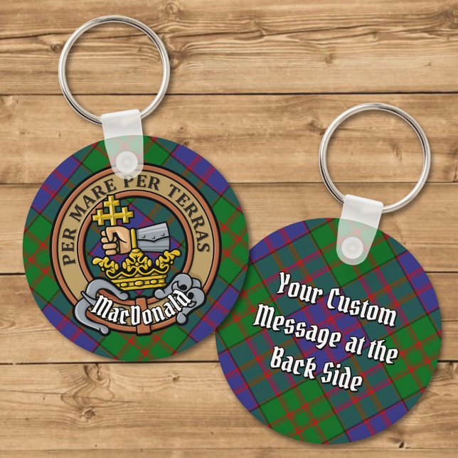 Klan MacDonald-Vapensköld över Tartan Keychain Nyckelring (Skapare uppladdad)