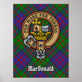 Klan MacDonald Vapensköld över Tartan Poster
