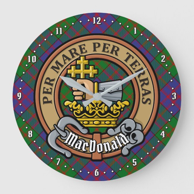 Klan MacDonald Vapensköld över Tartan Stor Klocka (Framsida)