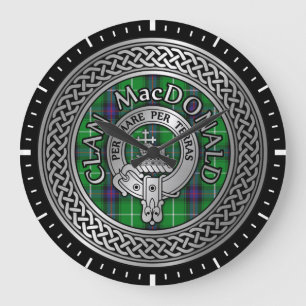 Klan MacDonald Vapensköld & Tartan Knot Stor Klocka
