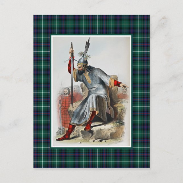 Klan MacDonald Vintage Illustration Tartan Ram Vykort (Framsida)
