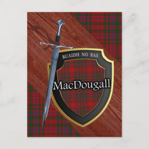 Klan MacDougall Tartan Sword & Shield Vykort