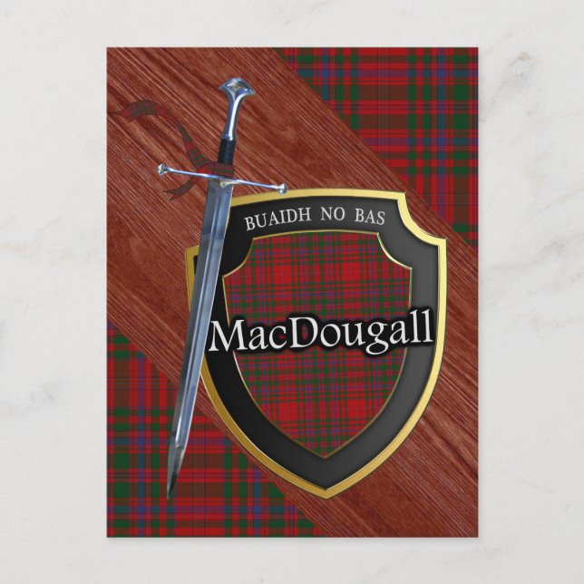 Klan MacDougall Tartan Sword & Shield Vykort (Framsida)