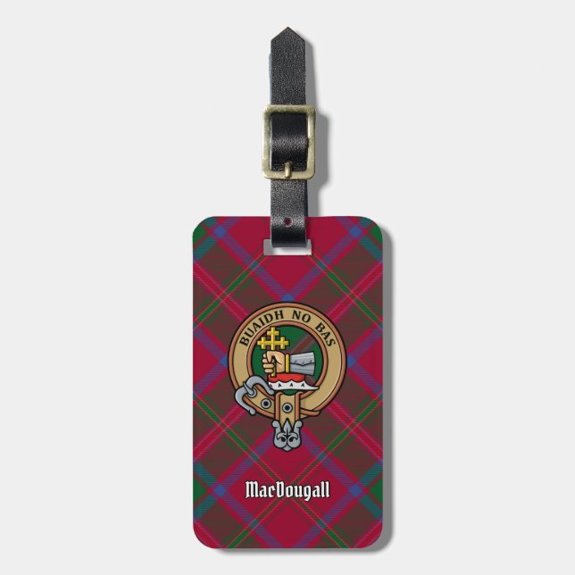 Klan MacDougall-Vapensköld över Tartan Bagagebricka (Vertikal Framsida)