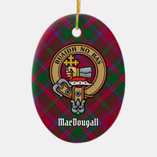 Klan MacDougall-Vapensköld över Tartan Julgransprydnad Keramik