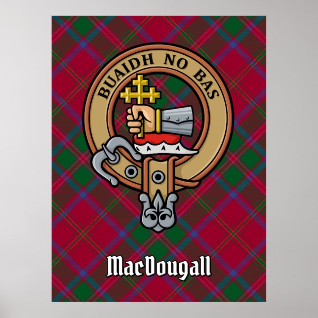 Klan MacDougall-Vapensköld över Tartan Poster (Framsidan)