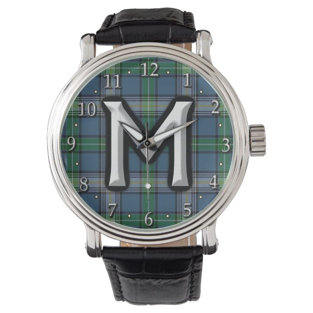 Klan MacDowall McDowell Brev M Monogram Tartan Armbandsur (Framsida)