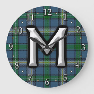 Klan MacDowall McDowell Brev M Monogram Tartan Stor Klocka