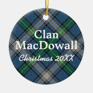 Klan MacDowall Scottish Tartan Julgransprydnad Keramik