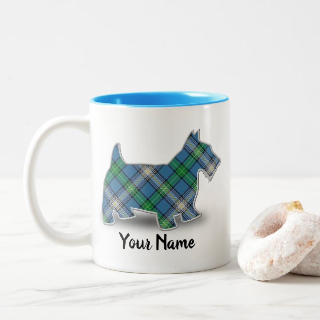Klan MacDowall Tartan Scottish Terrier Två-Tonad Mugg (Med munk)
