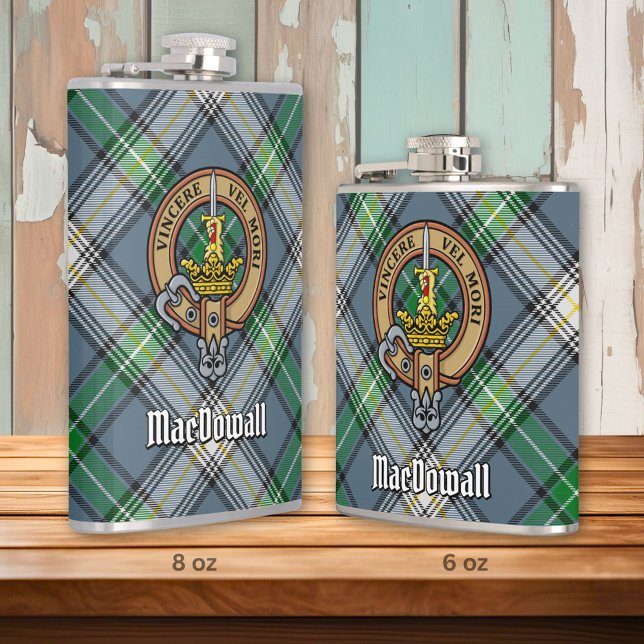 Klan MacDowall Vapensköld över Tartan Fickplunta (Skapare uppladdad)