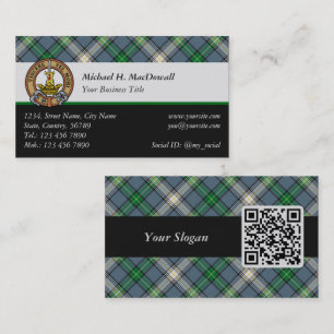 Klan MacDowall Vapensköld över Tartan Visitkort