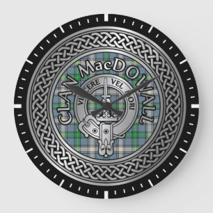 Klan MacDowall Vapensköld & Tartan Knot Stor Klocka
