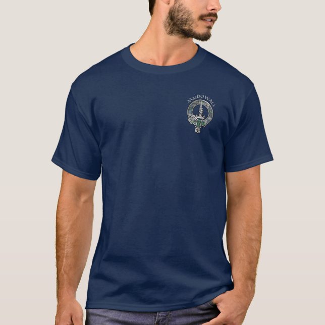 Klan MacDowall Vapensköld & Tartan T-Shirt (Framsida)