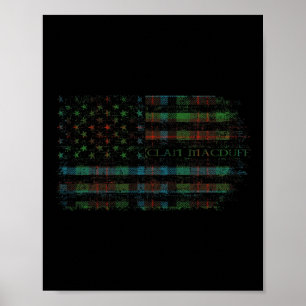 Klan Macduff Hunting Scottish Tartan Us Flagga Kil Poster