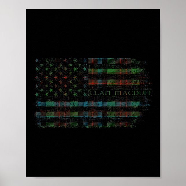 Klan Macduff Hunting Scottish Tartan Us Flagga Kil Poster (Framsidan)