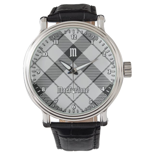 Klan MacFarlane Black och White Tartan Armbandsur (Framsida)